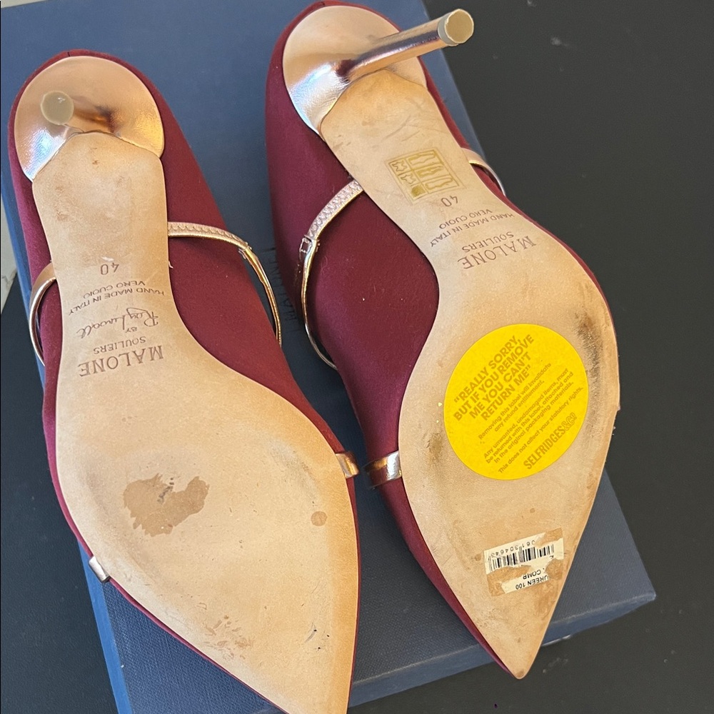 Malone Souliers Maureen Burgundy Satin Heels - Picture 6 of 7
